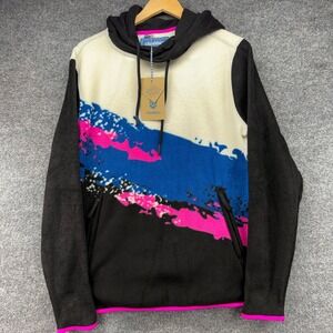 Chubbies Mens The Retro Splash Low-Pile Fleece‎ Hoodie Black Blue Pink Small NEW